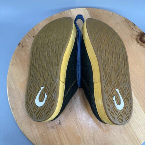 Olukai Hamani Hulu Mens Size 11 Slippers Dusty Olive Slip On Shoes Wool Warm NEW - Picture 5 of 6